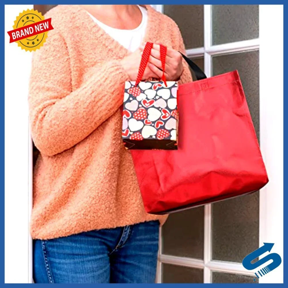 Reusable Tote Bags Set Multicolored Glittery Grocery Shopping Gift Bags